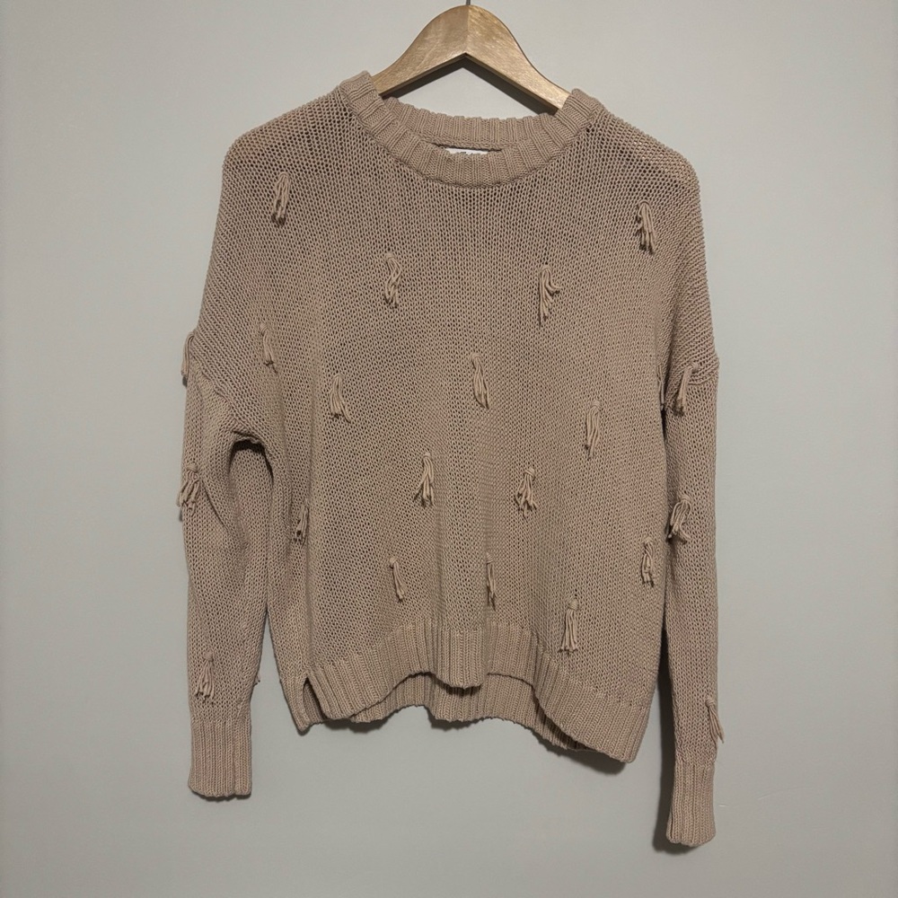 Warm Crew Neck Fall Fringe Comfort Womens Sweater | Size Small